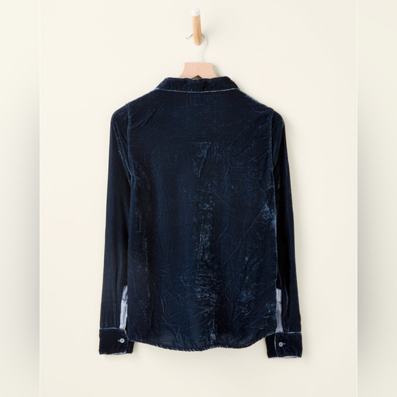 CP Shades Romy Velvet Shirt in Blue - Picture 3 of 9